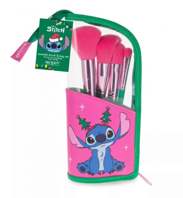 Ensemble de pinceaux et de trousse de maquillage - Stitch (Collection de noël)