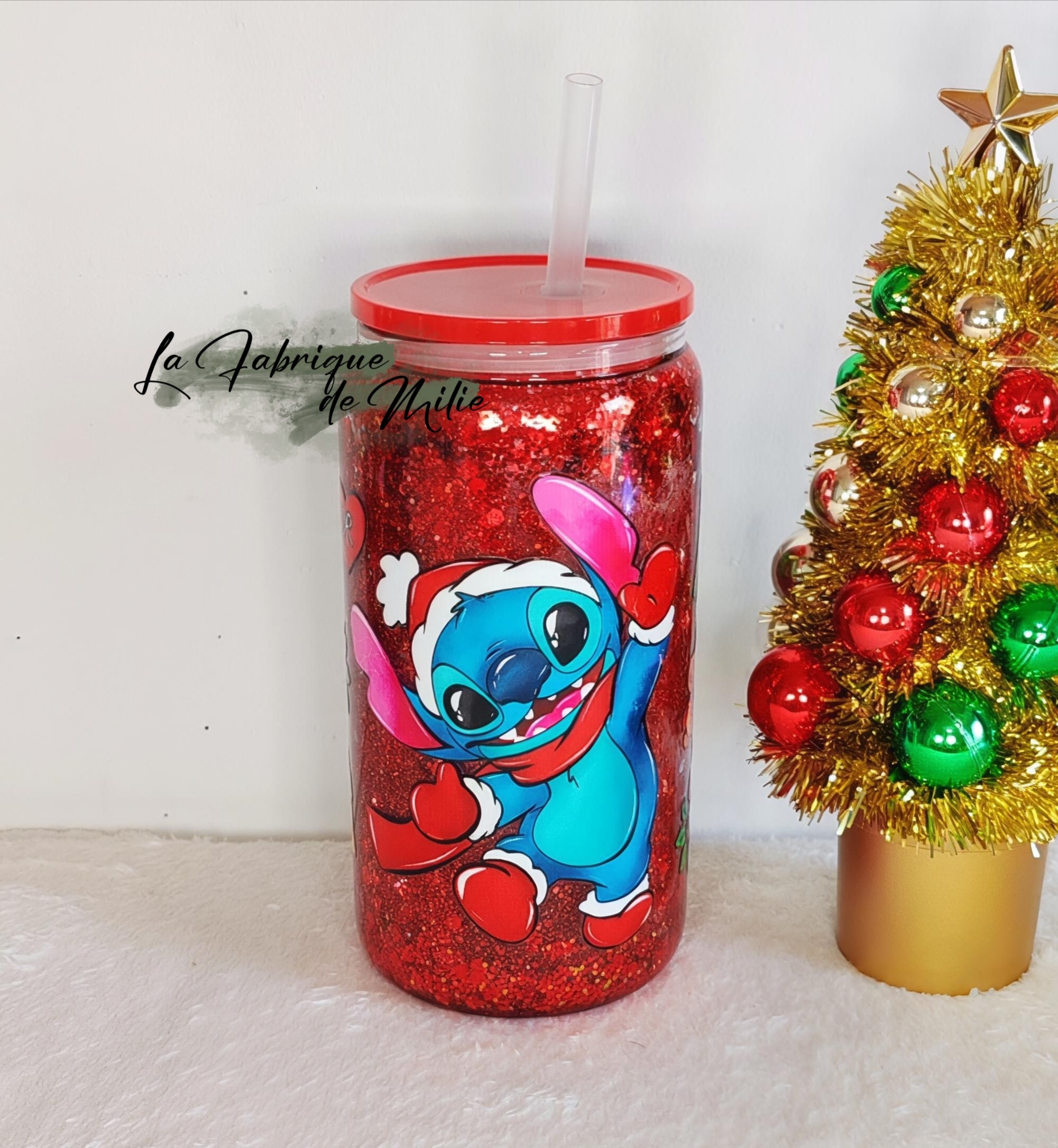 Gobelet Snow Globe – « Stitch de Noël »