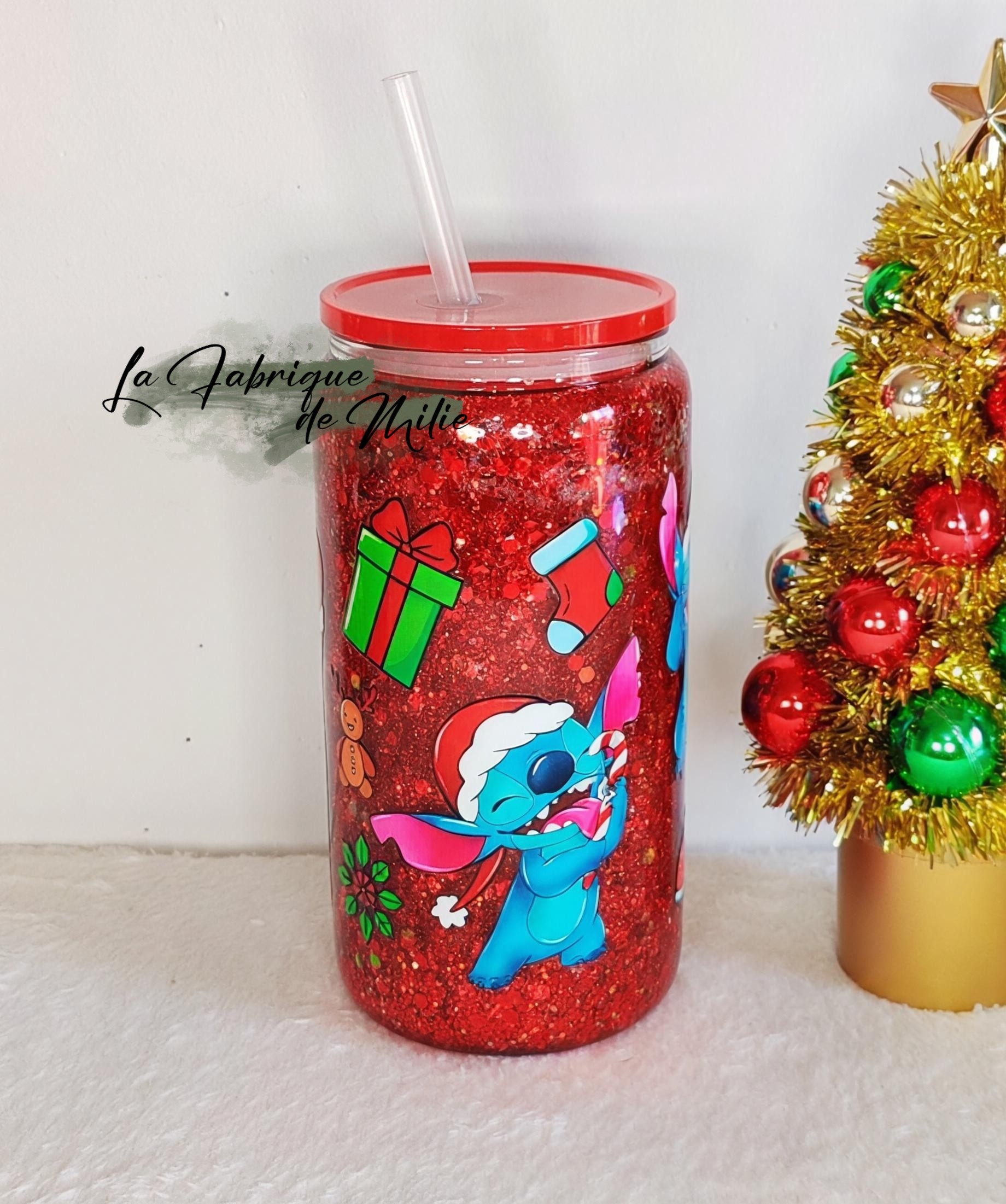 Gobelet Snow Globe - "Stitch de Noël" – Image 2