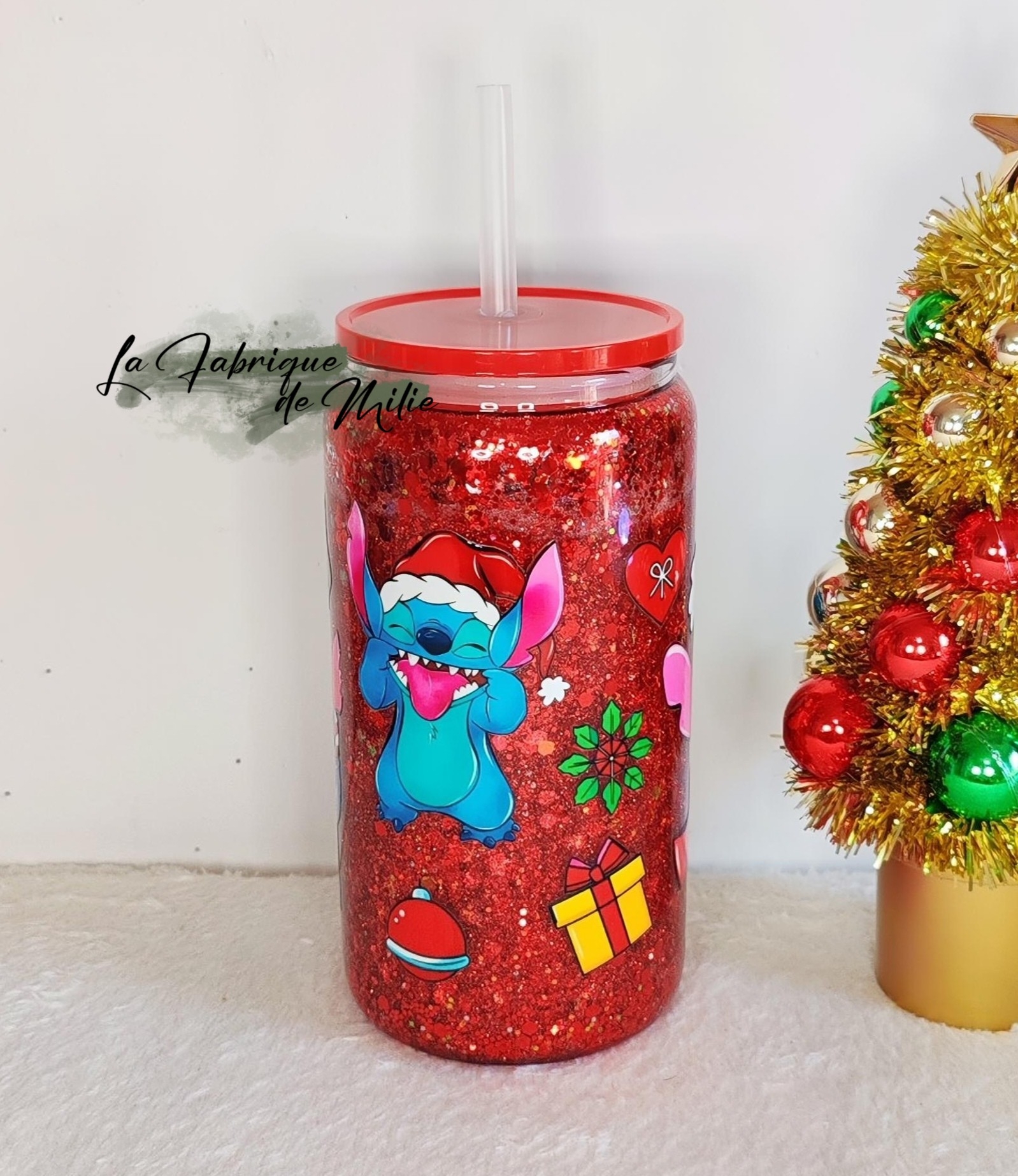 Gobelet Snow Globe - "Stitch de Noël" – Image 3
