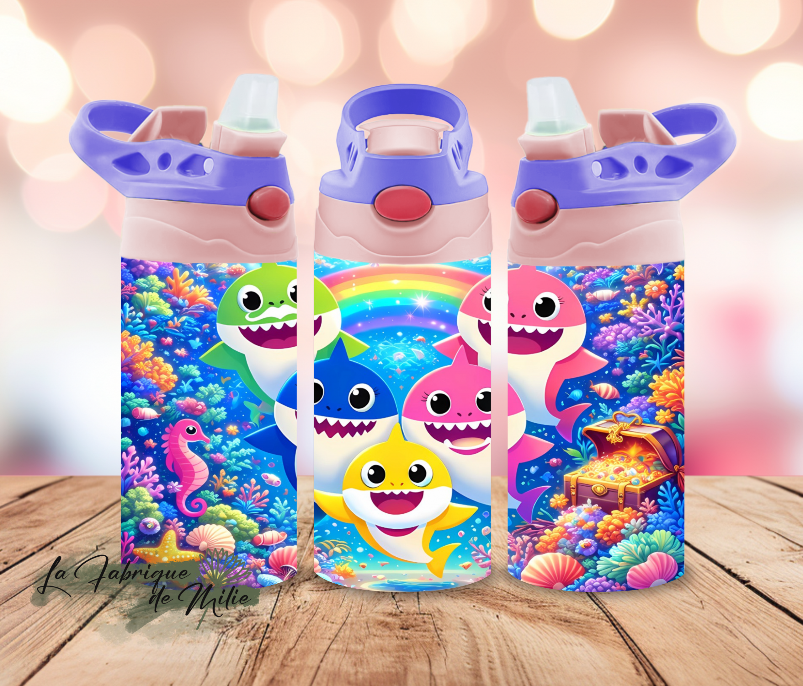 Gourde thermos kids – Baby Shark rainbow