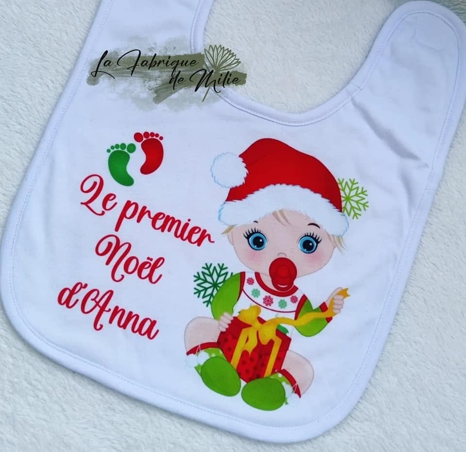 🎄 Mon Premier Noël – Bavoir personnalisé